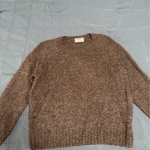 Old Navy Women's Heathered Brown Crew Neck Sweater